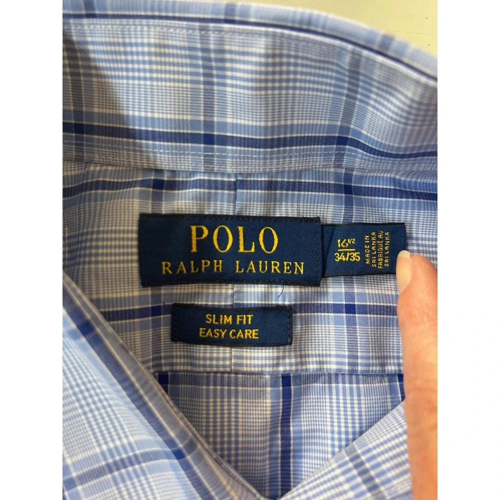Polo Ralph‎ Lauren Slim Fit Easy Care Plaid Check Dress Shirt Men - Picture 5 of 5